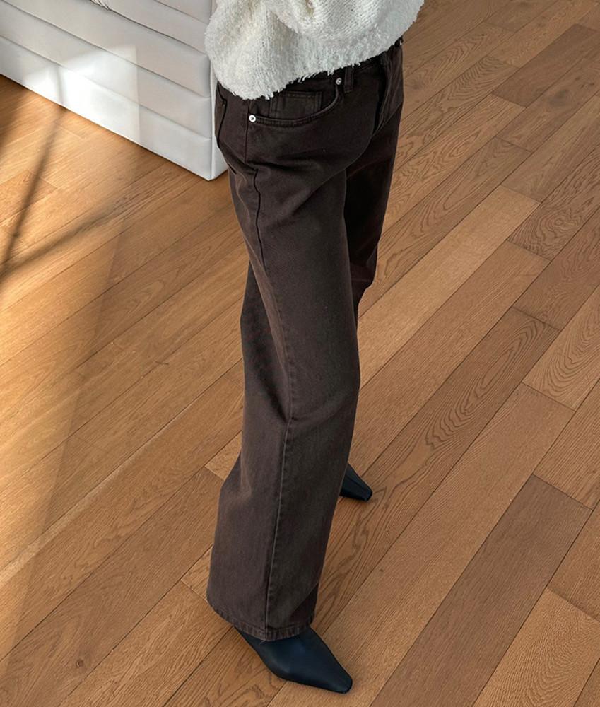 (블랙S당일) 기모 다잉 브라운 블랙 데님 팬츠 2color