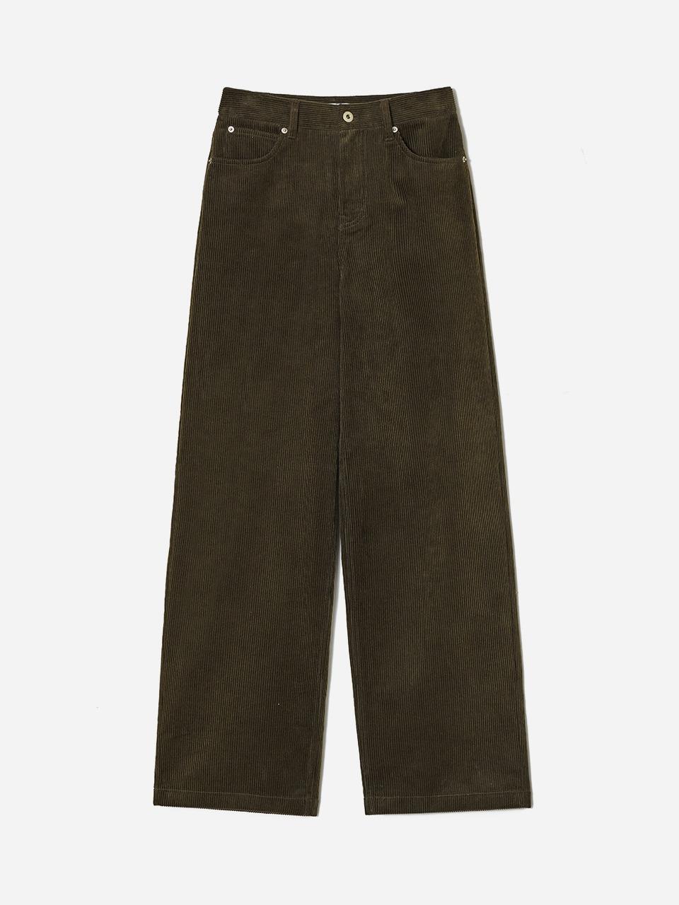 Essential Wide Corduroy Pants Khaki Brown