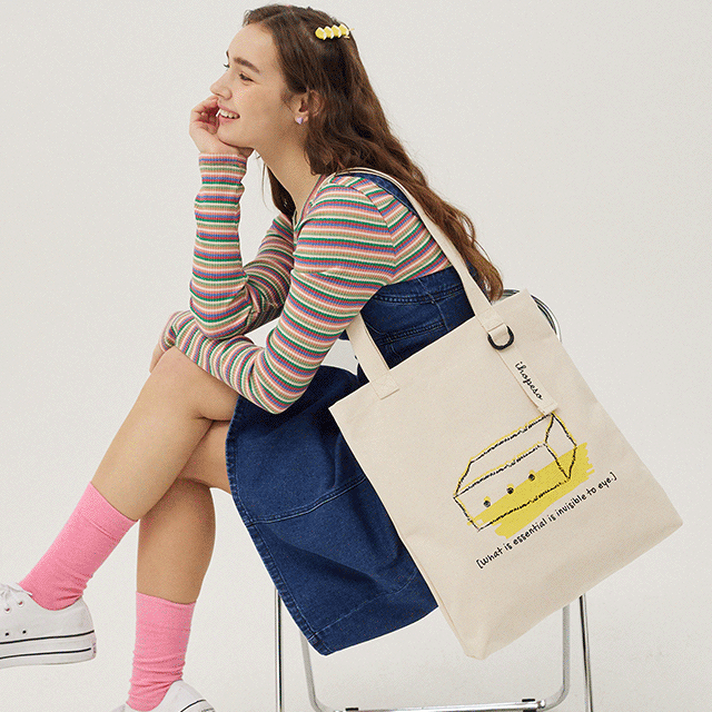 유 로고 에코백