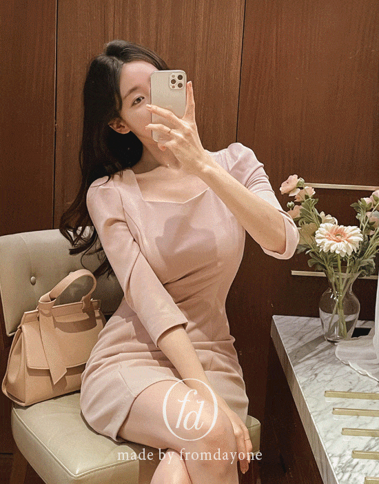 [La belle rose]르네아 하트 스퀘어넥 퍼프원피스(미니, 롱.ver/하객룩)