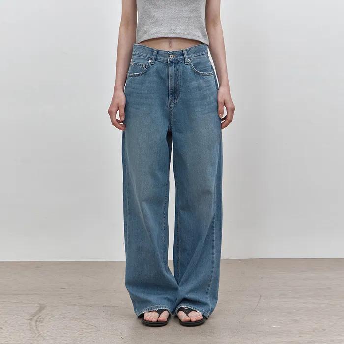 [기장선택] Damaged washing denim (middle blue)