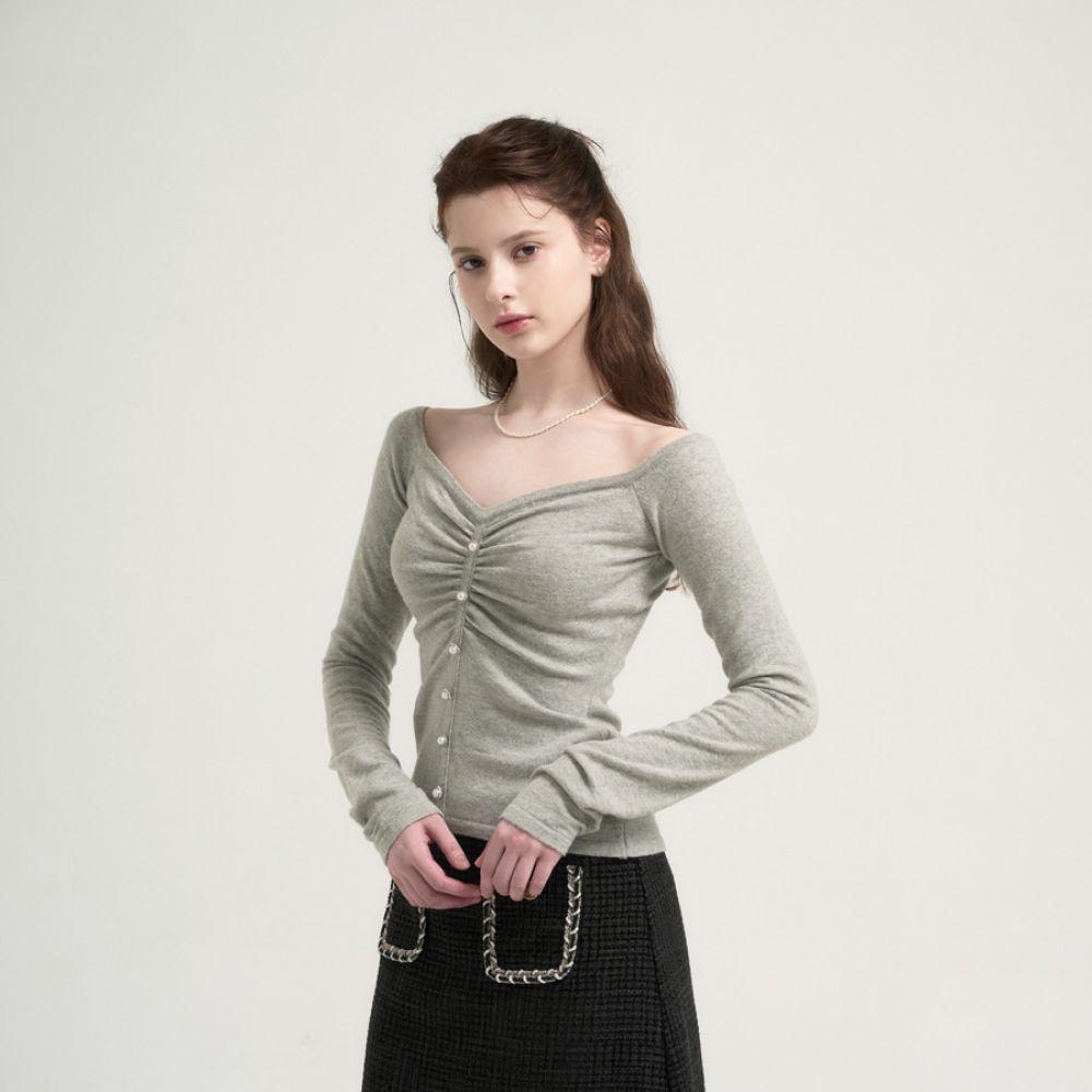 Daphne off-shoulder knit [Gray]