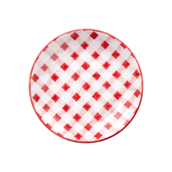 Red Check Hand-Painted plate (7in)