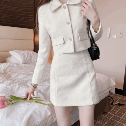 블랙당일출고  2color 모엘 투웨이 심플 기본 절개 트위드 미니 스커트