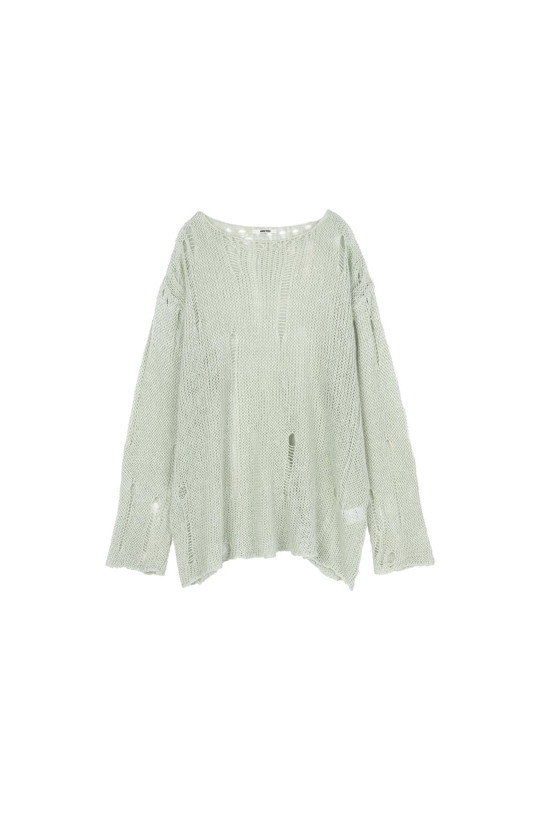 DESTROYED SUMMER KNIT PULL OVER, MINT