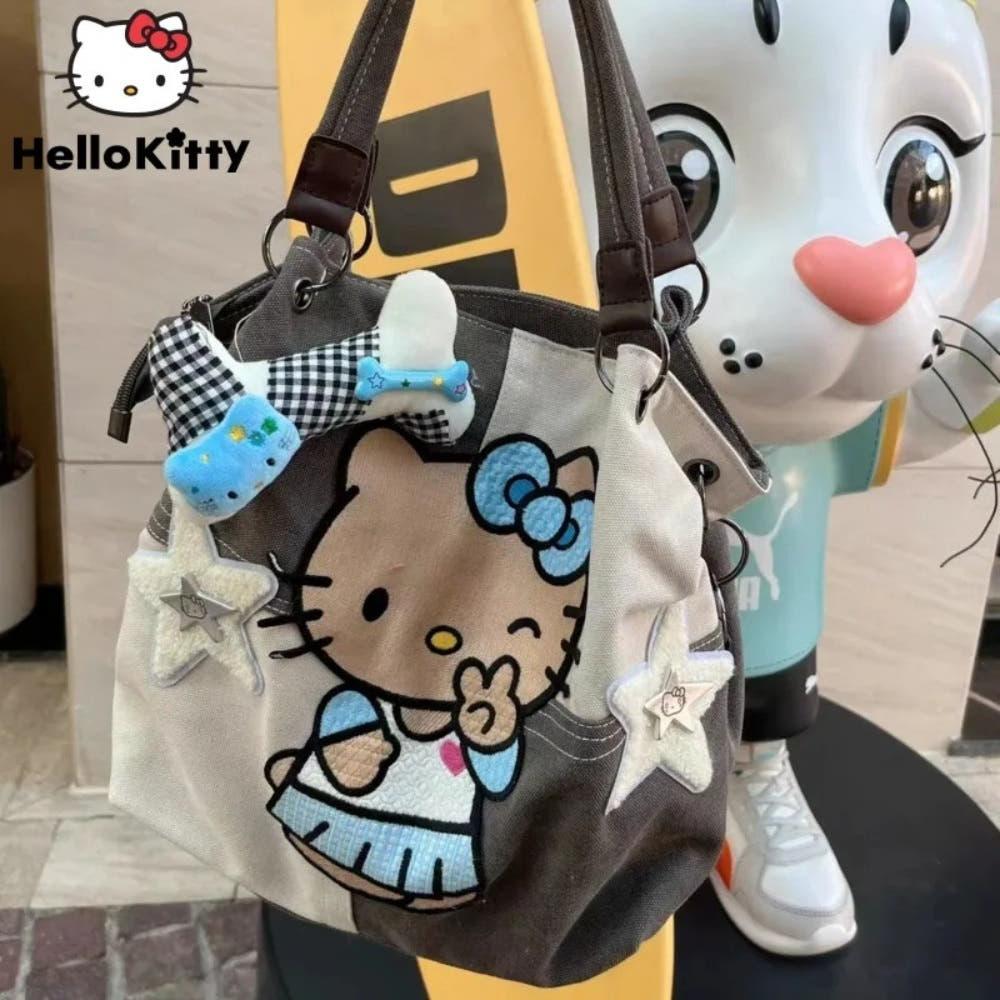 산리오 헬로 키티 쇼퍼백 밀레니엄 Y2K 레트로 원 숄더 크로스 바디 백, 여성 만화 패션 핸드백, 신상 토트