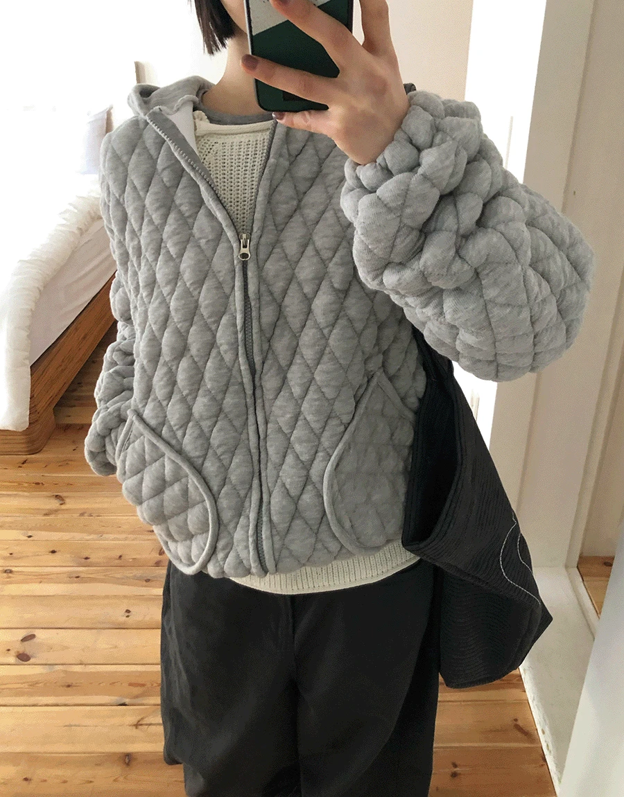 베니 누빔 후드 점퍼 (2color)