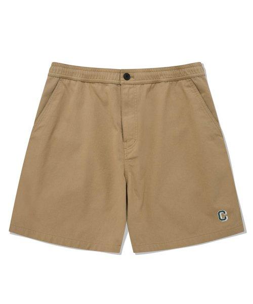 C 로고 데일리 코튼 쇼츠 베이지
