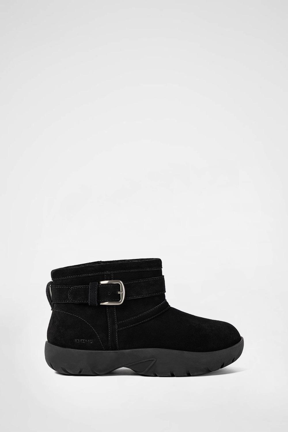 BOUCLE BUCKLE SHORT WINTER BOOTS BLACK