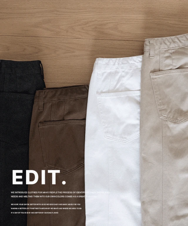 [숏,일반,롱]라인 사이드 절개 코튼 와이드팬츠 - 5size