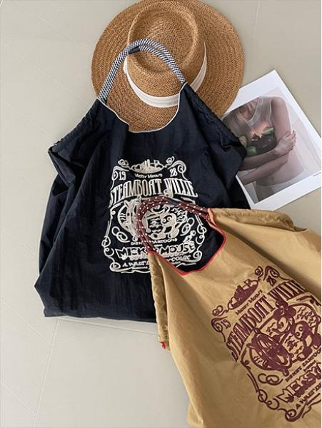 그래픽 자수 스트링 토드백-2컬러