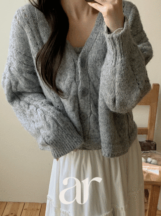 [울함유] (포근보들/울함유/색감맛집♥) 델리지 케이블 울 V넥 긴팔 가디건