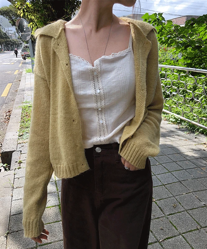 [⛄겨울신상] 엔틴 레이스 단추나시 (3color) /버튼나시/레이스나시/레이어드/레이어드나시/데이트룩/골지나시