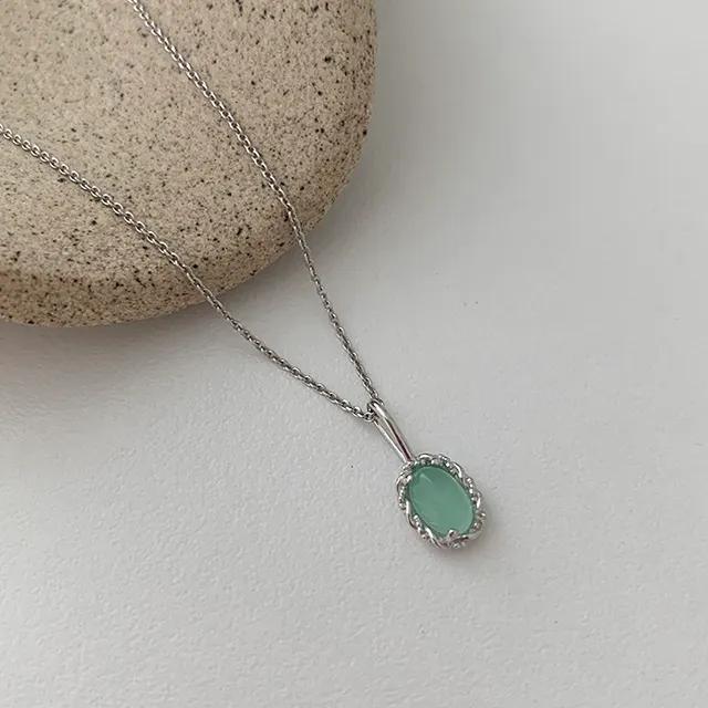 925 silver 민트 오팔 목걸이
