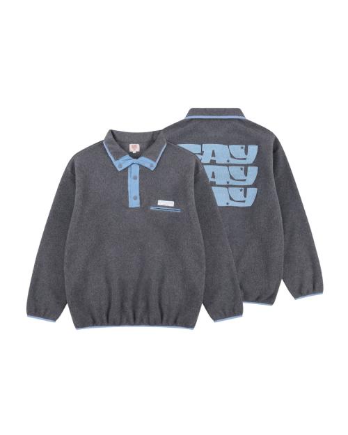 백로고 하프스냅 풀오버 후리스 그레이