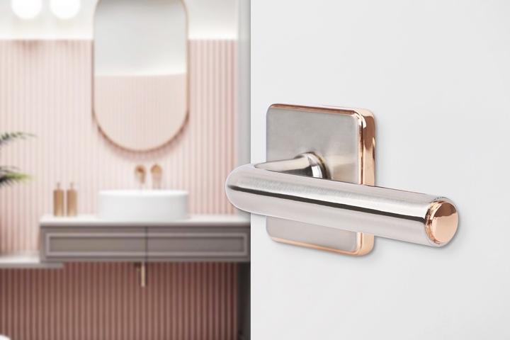 빈체로 실버 로즈골드라인 심플 포인트 핀타입 방문손잡이