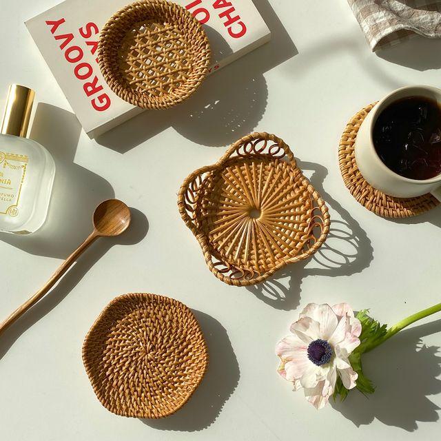 라탄 티코스터 4종 컵받침 홈카페