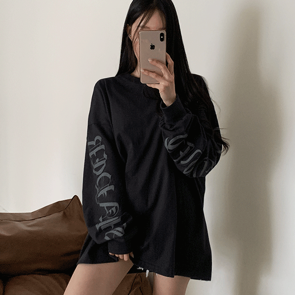 [남녀공용,오버핏,통통,간절기,힙한,스트릿] 렉스 레터링 박시핏 긴팔 티셔츠 - t  [무료배송]