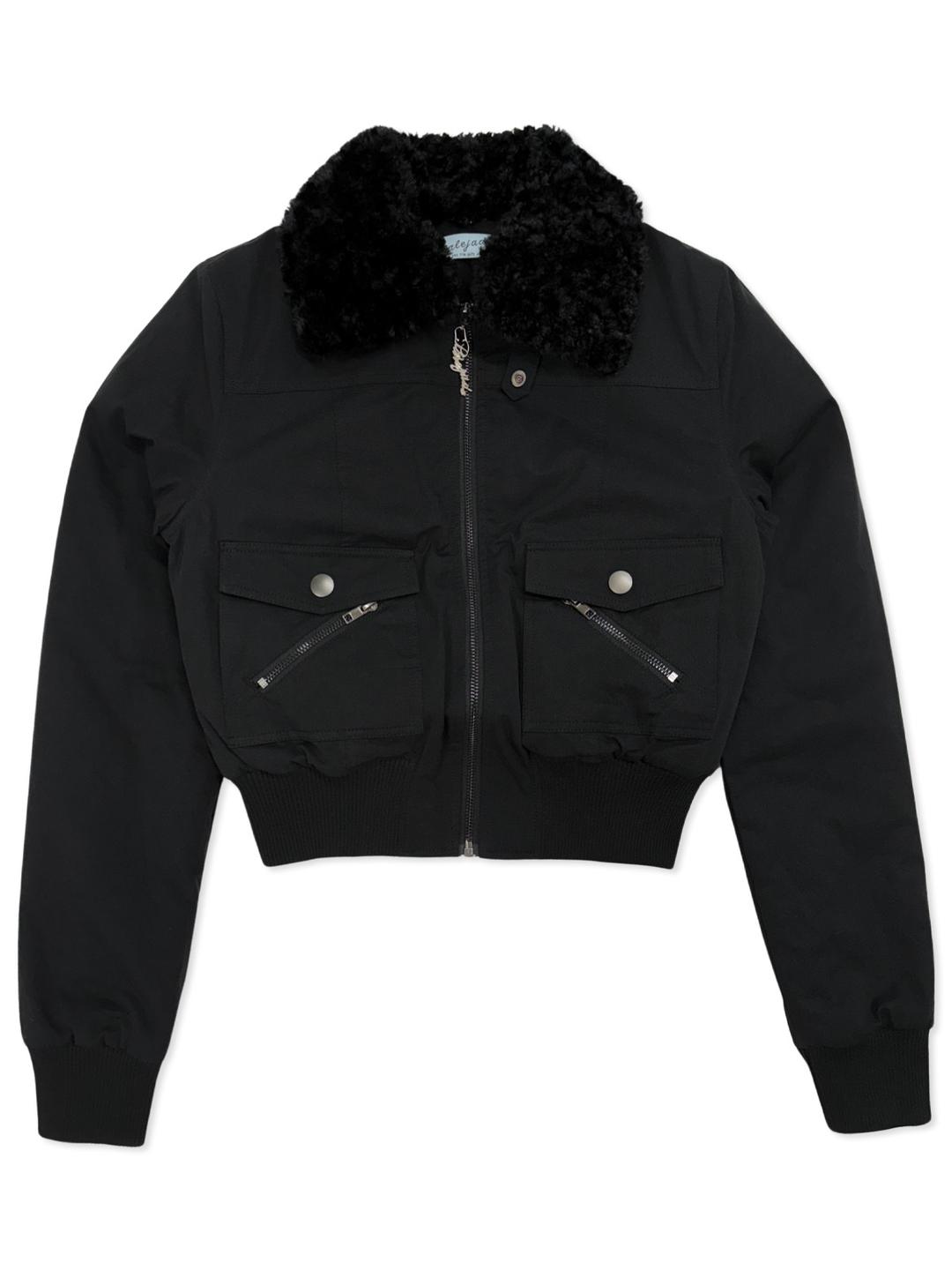 Vintage Cotton Padded Bomber Jumper In Black