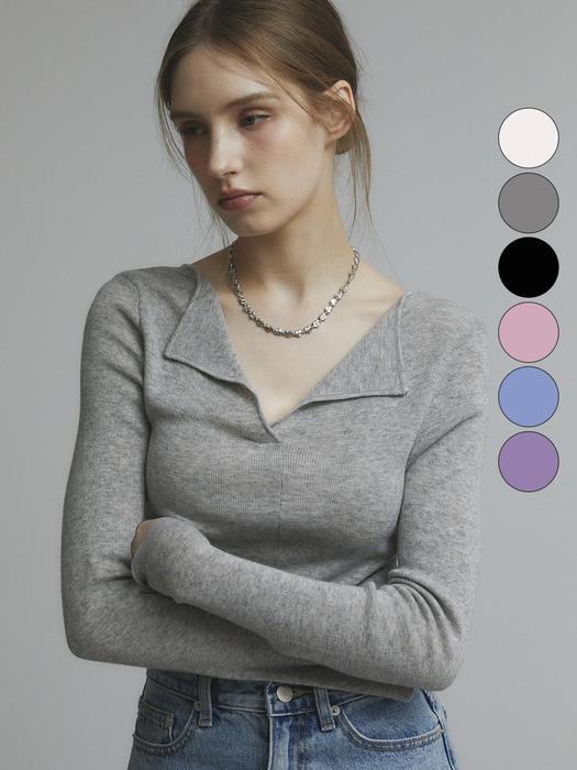 [그레이W컨셉 단독][ reorder]LAPEL V-KNIT [6COLORS]
