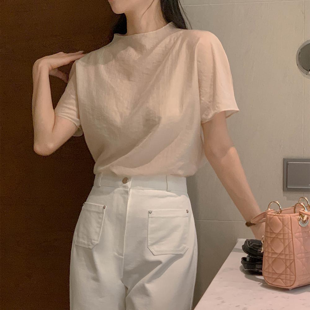 달리호텔 리아나 모크넥 반팔 블라우스(레이어드블라우스/하객룩/출근룩)