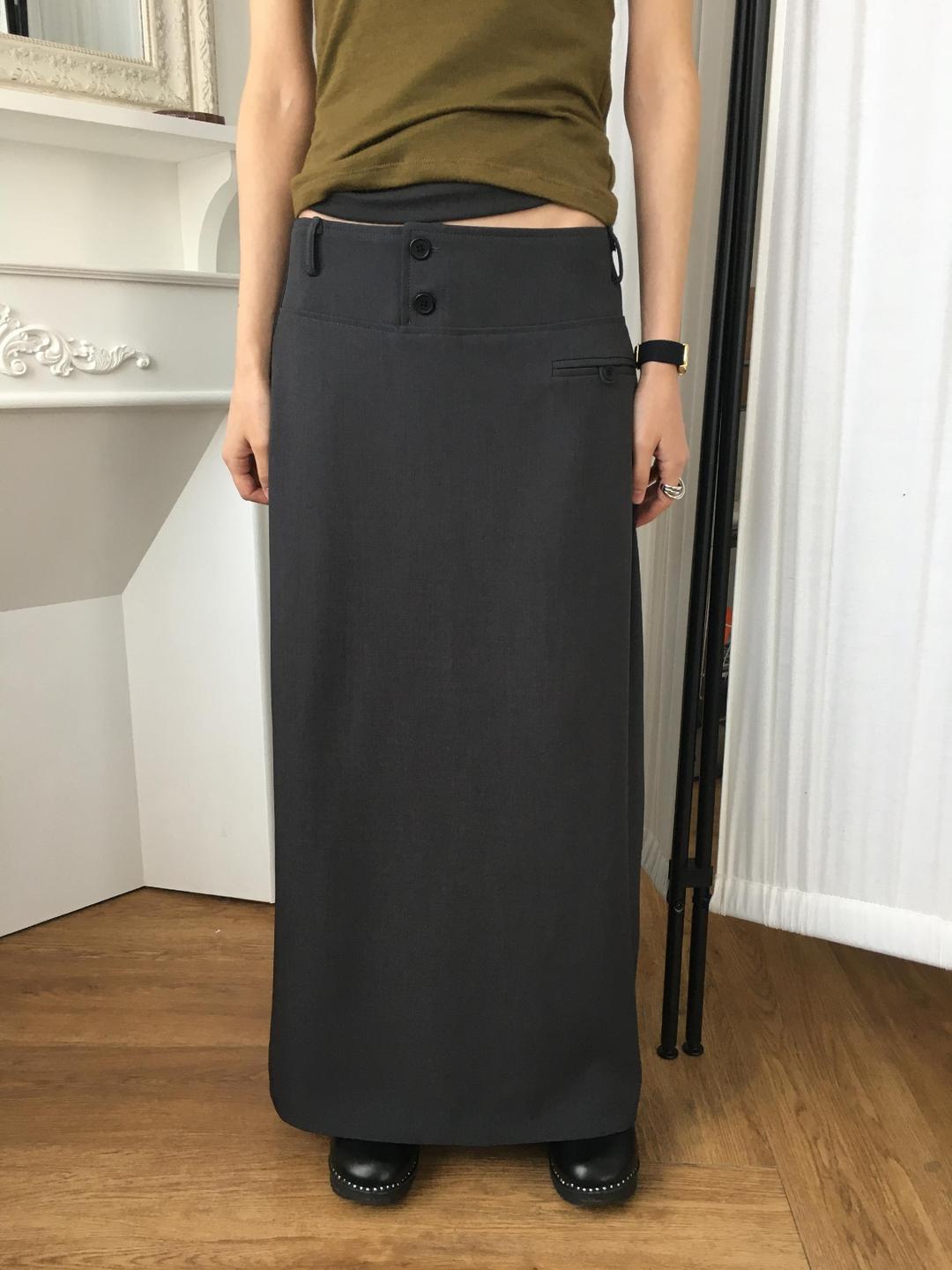 로우머 스트라이프 맥시 롱스커트 2color