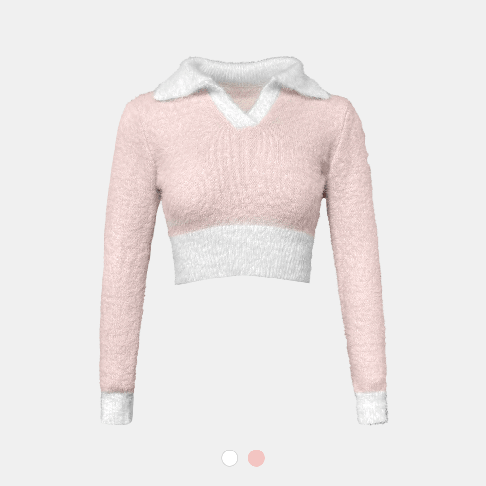 소프트 크롭 카라 티