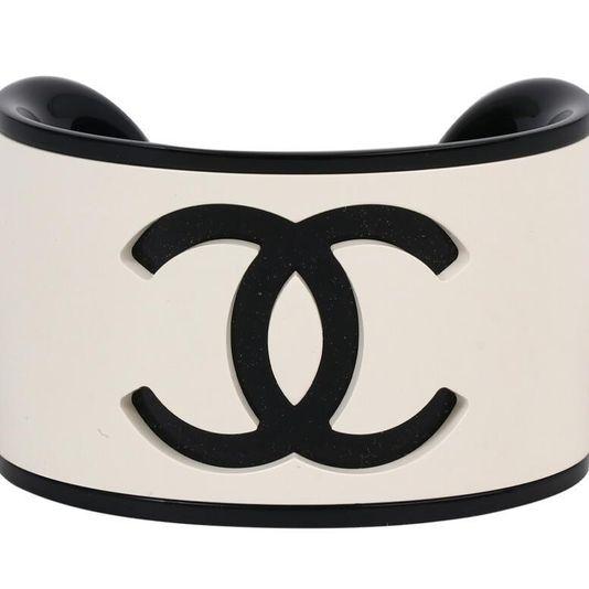 샤넬 CC 레진 커프 화이트 블랙 73392