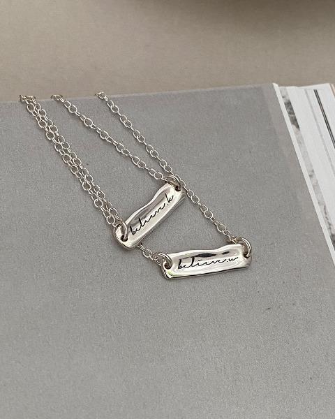 실버 925 내츄럴 바 이니셜 목걸이