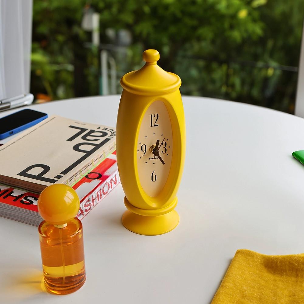 마이글로벌 옐로우 레트로 탁상시계 빈티지 인테리어 데스크 시계