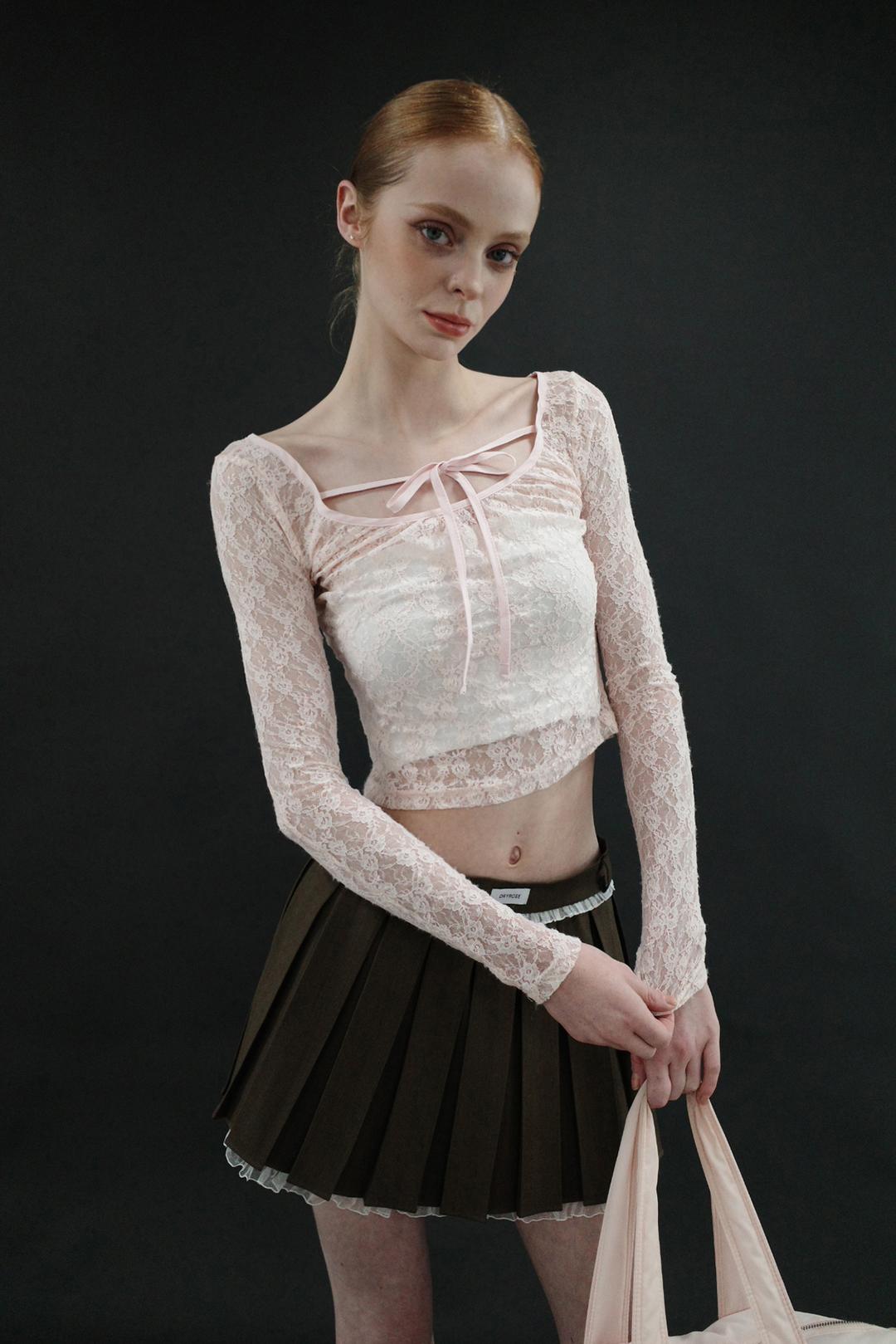 LACE STRING TOP (PINK)