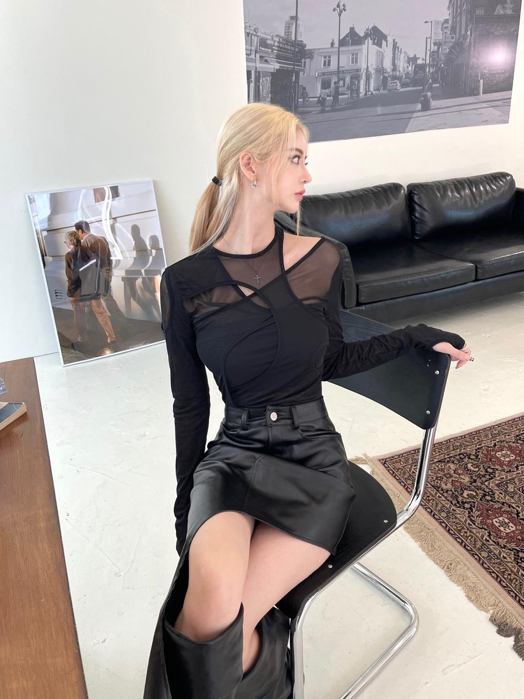 210. Secret mesh body suit (black, white)