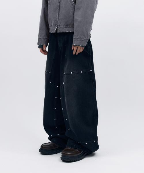 Steve Double Knee Denim Pants (Black)