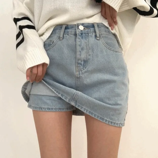 ~2XL[치마바지/감성컬러!!]활동성 걱정없는 H라인 감성컬러 데님 치마바지