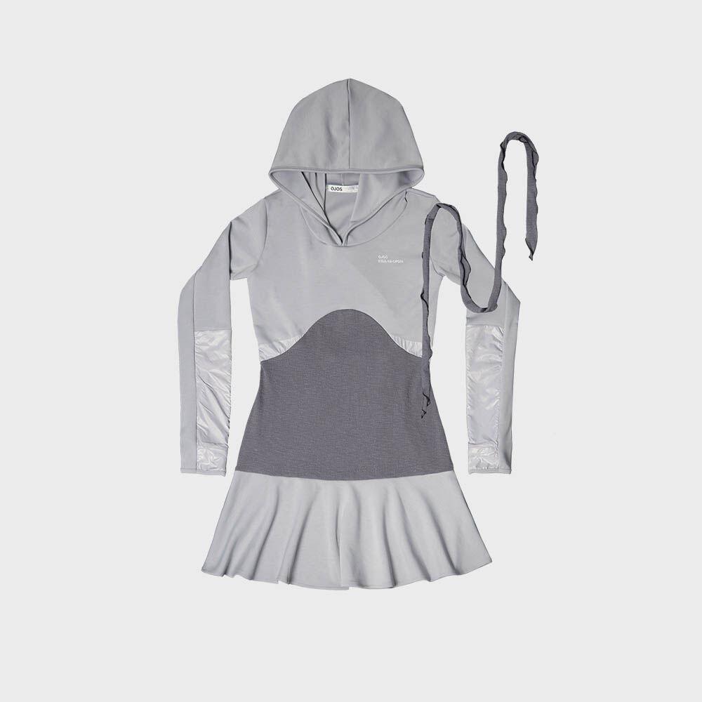 Scarf Hoodie One-Piece / Cool Grey