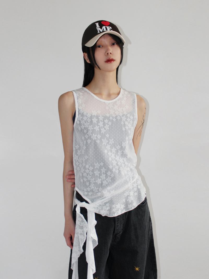 (*당일발송) ★STAR PUNCHING SLEEVELESS (white / black)