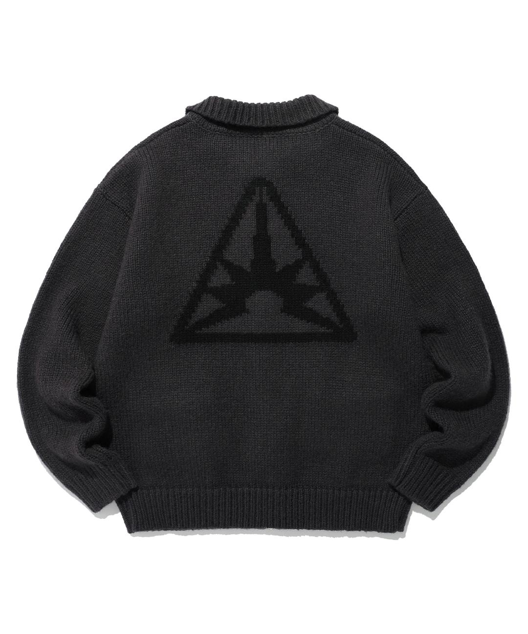 SUNRISE LOGO KNIT ZIP UP[CHARCOAL]