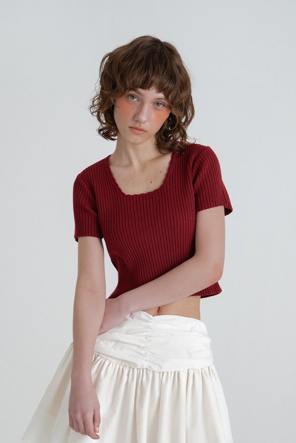 Ribbed half knit_wine