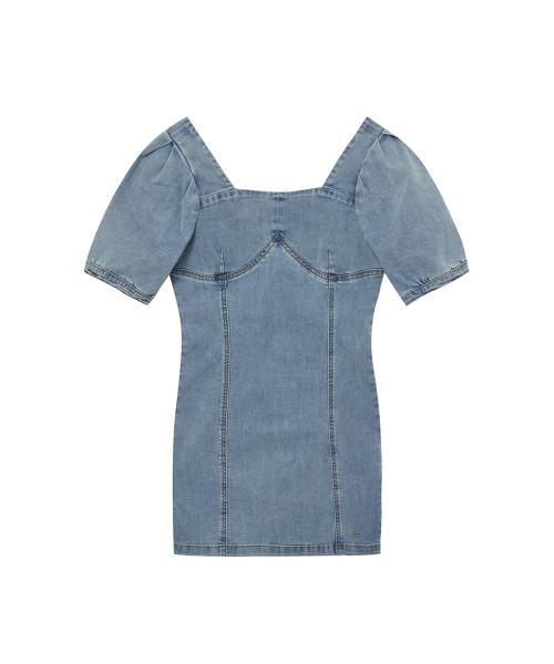 여성 스퀘어넥 퍼프소매 원피스 YN2D7764