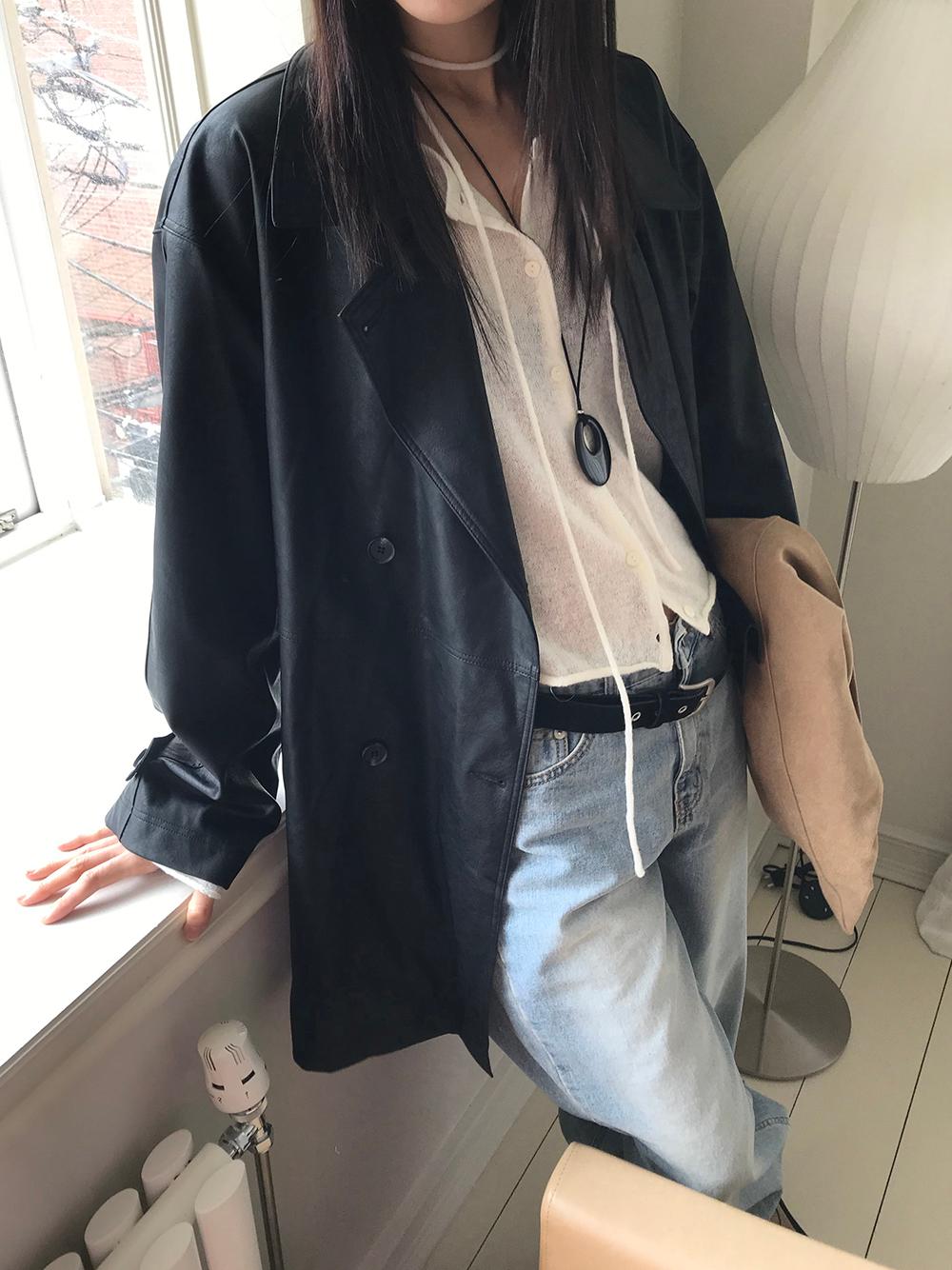 에이티즈서울 DOUBLE LEATHER HALF JACKET