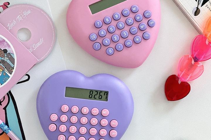키치무드 하트 계산기 하이틴 파스텔 감성 귀여운 휴대용계산기 인테리어소품