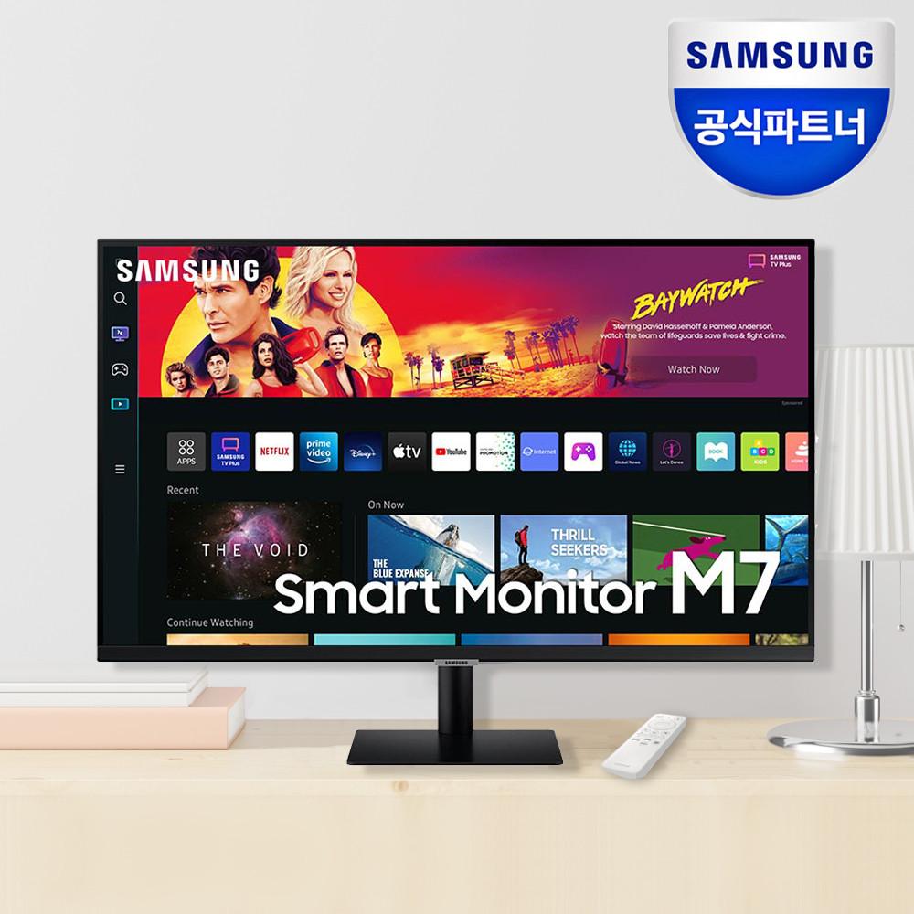 삼성전자 스마트모니터 M7 S32BM700 UHD 4K 80cm C-Type 4ms Youtube 넷플릭스  덱스 미러링 에어플레이