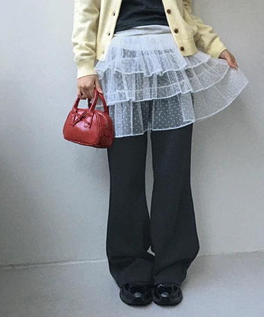 럽시크 도트 프릴 캉캉 레이어드 스커트