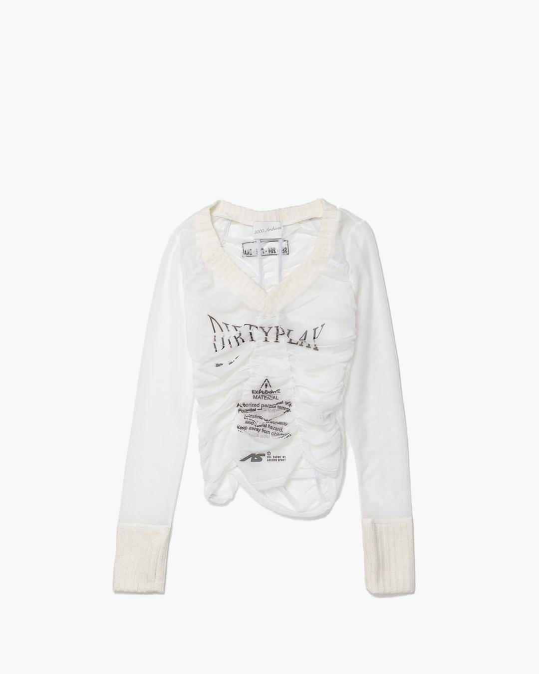 F1 SHIRRING MESH TOP (IVORY)