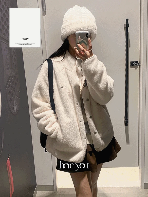주문폭주🏆 [here you] 비숑 후리스 jacket - 2color (덤블자켓/플리스/시어링/겨울아우터/실버참/캐주얼/데일리)