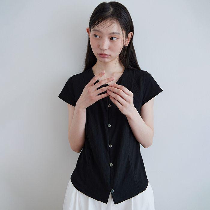 Cap sleeve blouse_BLACK