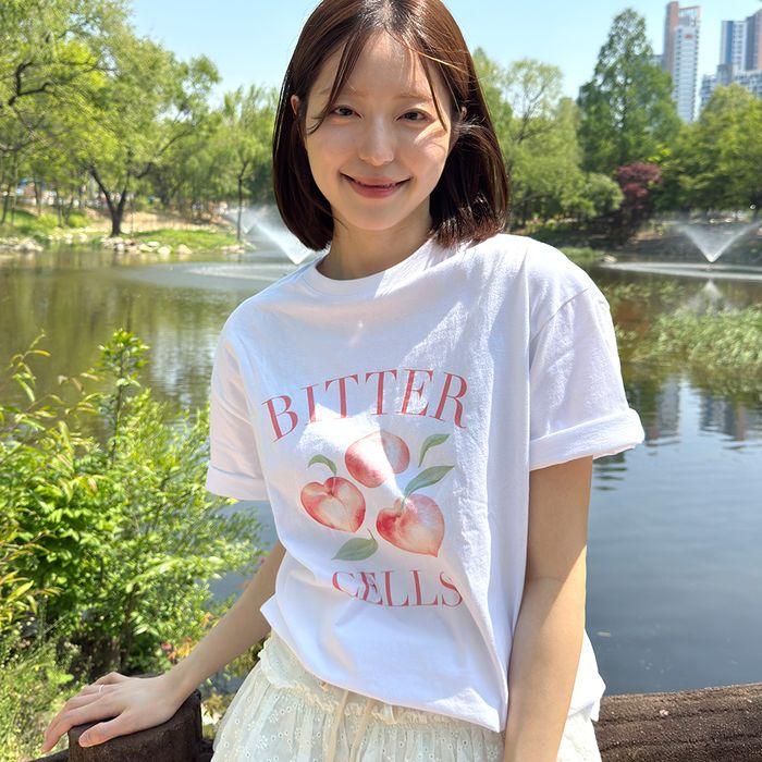 Flat Peach Tee-White
