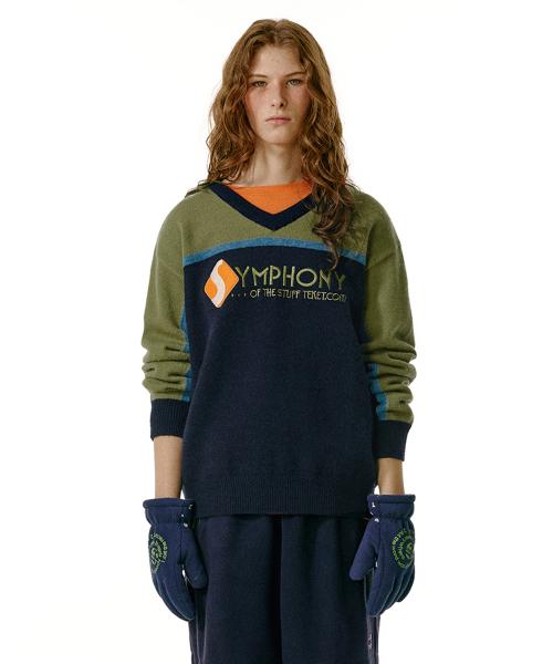 Symphony V-Neck Knit Sweater Navy