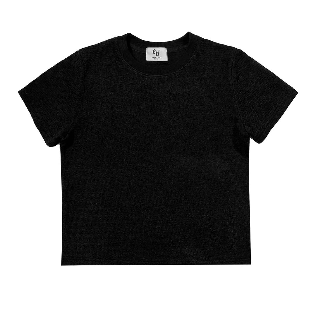 Soft Waffle Crop Half Knit - BK