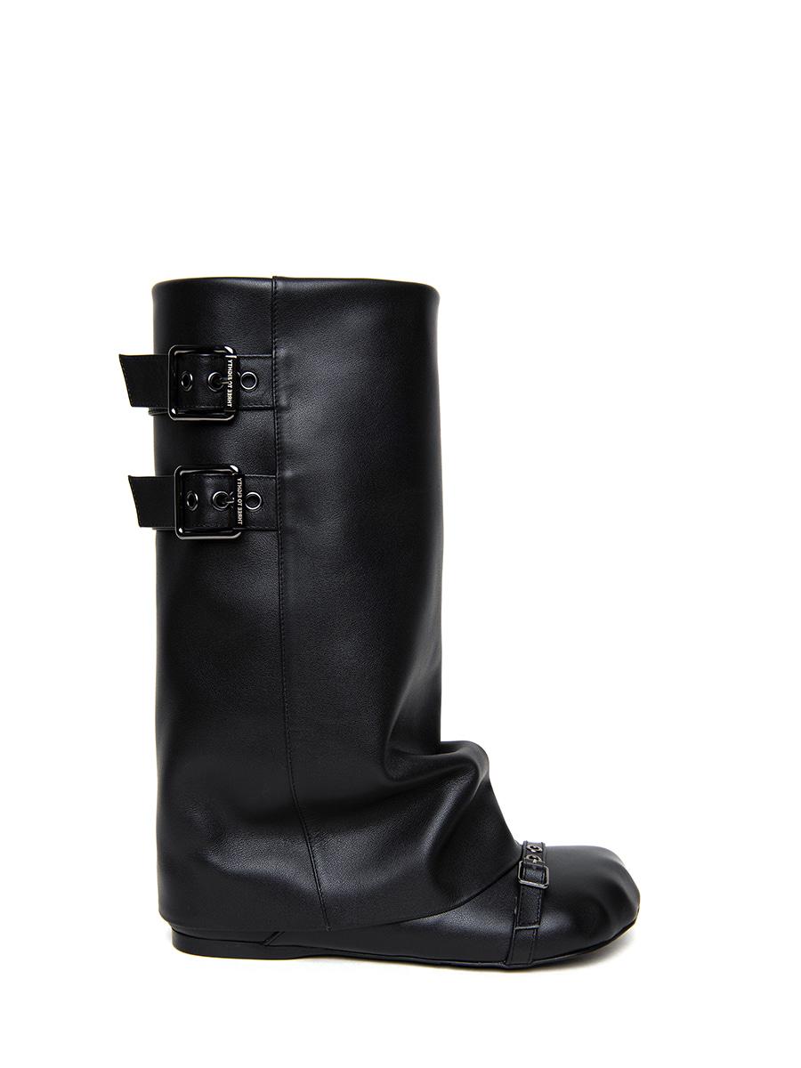 ANIMAL WRINKLE LEAHTER BOOTS BLACK